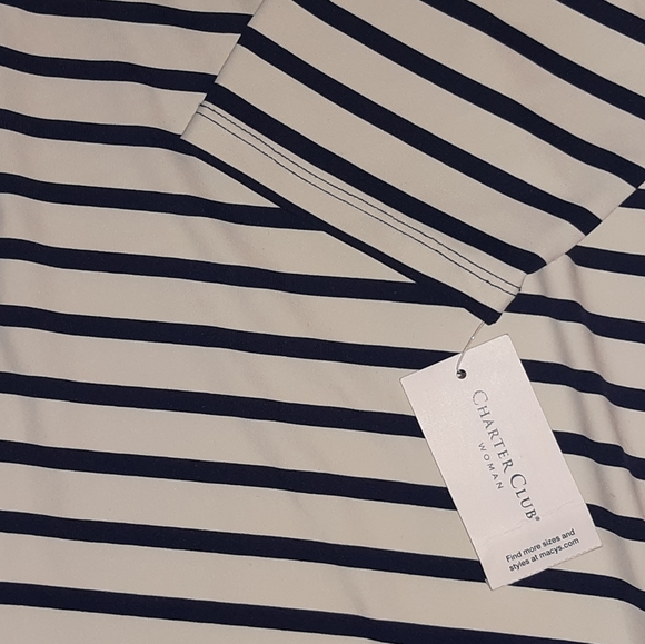 NWT ☆Plus Size ☆Charter Club ☆Stripe Henley 3/4 Sleeve 0X Top☆$69.99 retail - Picture 12 of 14